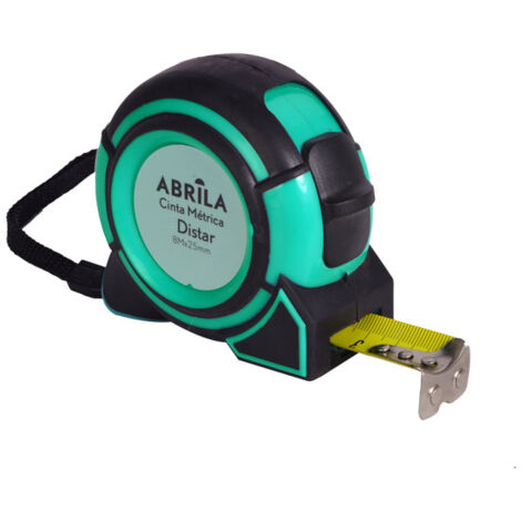 Cinta Metrica Distar 8mx25mm Negro y verde con bloqueo enganche Magnetico clip y Asa