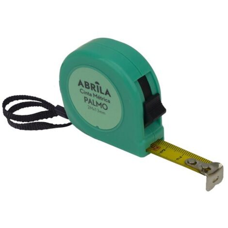 Cinta metrica palmo 2mx13mm verde c/bloqueo, enganche magnetico,clip y asa