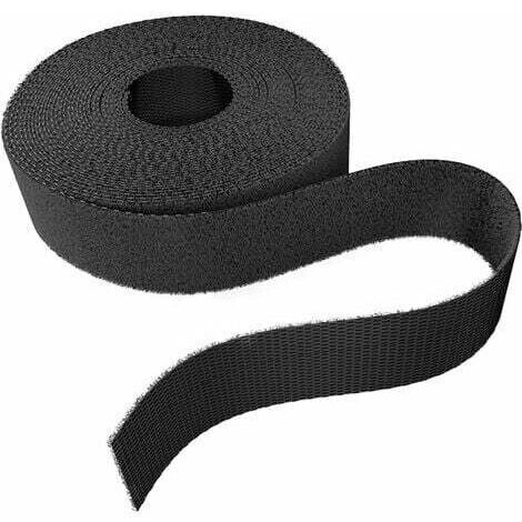 Cinta para bridas de cables de 20 mm x 5 m (reutilizable, negra)