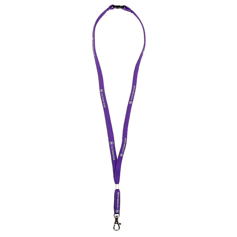 

Cinta para cuello con mosquetón material nylon, incluye cierre de seguridad desprendible, color morado - Victorinox