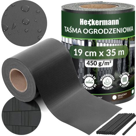 Cinta para vallas Heckermann de 19 cm x 35 m - Gris oscuro