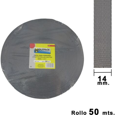 Cinta Persiana Wolfpack Gris 14 mm. Rollo 50 metros