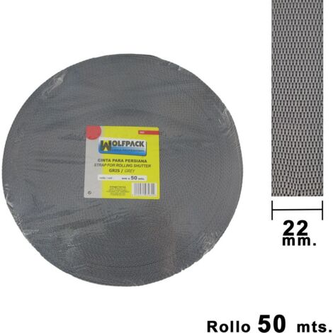 Cinta Persiana Wolfpack Gris 20 mm. Rollo 50 metros