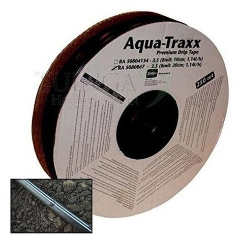 Cinta plana Riego por Goteo 16mm, Tubo riego por goteo cada 30 cm, 250 metros, Tuberia plana agricola de caudal 1,16 litros/hora