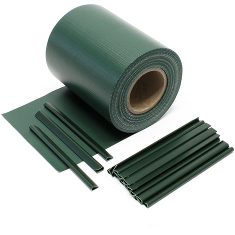 Cinta protección vallas, verde 35mx19cm, PVC 650g/m², con 20 clips Lámina privacidad