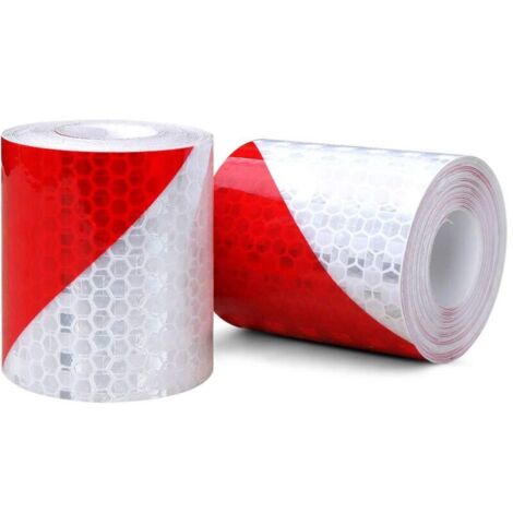 Cinta reflectante, 2 rollos de cinta de seguridad autoadhesiva de vinilo, 3 m x 50 mm, prismática, impermeable, con forma angular.