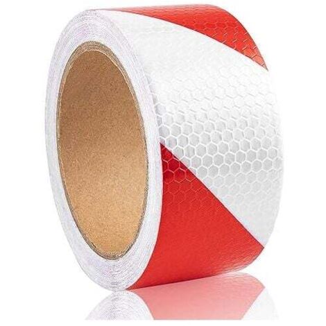 Cinta reflectante autoadhesiva KZQ, cinta de advertencia reflectante, cinta roja y blanca, 10 m x 5 cm, cinta de advertencia para vehículos, camiones, recordatorio de seguridad