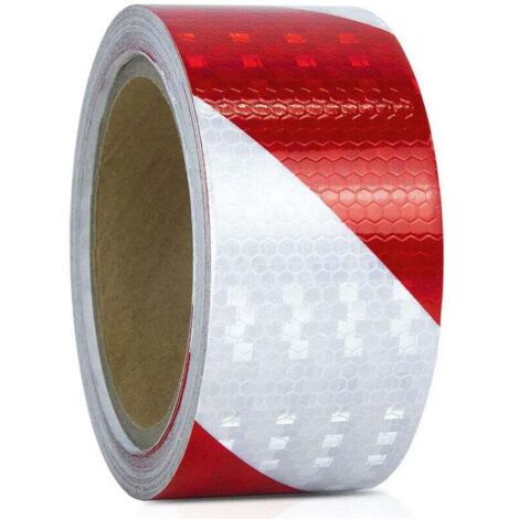 Cinta reflectante autoadhesiva roja y blanca de 5 m x 5 cm. Tira reflectante de alta intensidad para vehículos, camiones y remolques de noche. Recordatorio de seguridad.