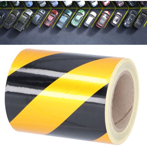[Cinta reflectante de seguridad] Cinta reflectante amarilla y negra, de fuerte adherencia, impermeable, 15 cm x 30 m para vehículos, remolques, embarcaciones y señalización.