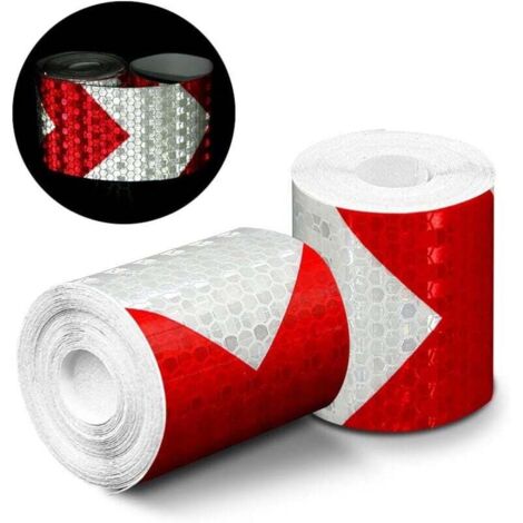 Cinta reflectante en forma de flecha, rollo de cinta de advertencia de seguridad prismática impermeable de 3 m y 50 mm, cinta adhesiva de seguridad (2 unidades)
