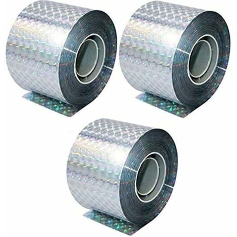Cinta repelente de aves, juego de 3 cintas x 50 m x 4,8 cm – Repelente de aves espantapájaros – Para ahuyentar cuervos, palomas y más, 150 m