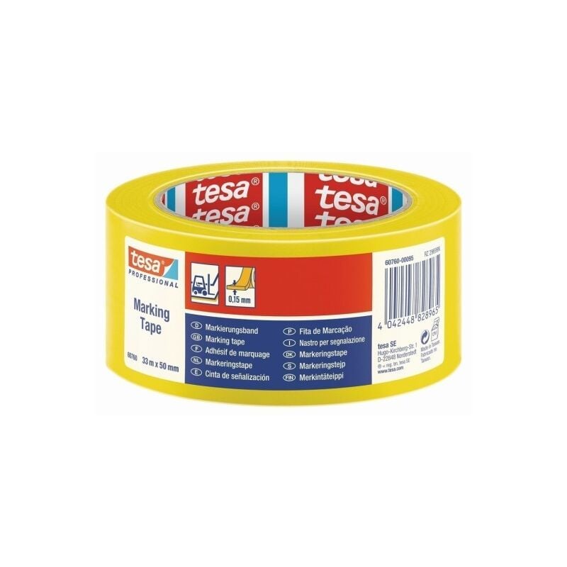 Tesa - E3/47059 cinta de balizar adhesiva amarilla 33M x 50MM 60760