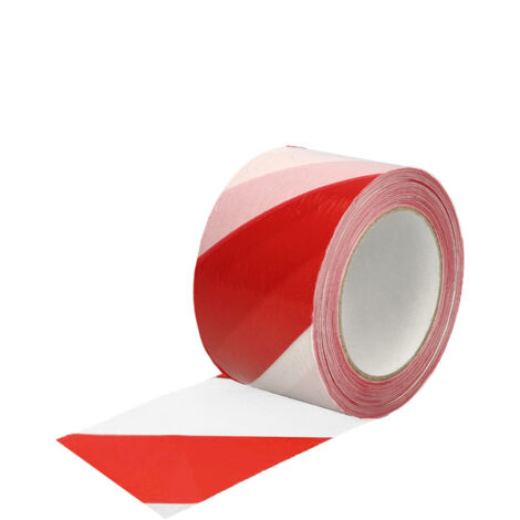 Cinta Señalización LDPE Roja/Blanca Rollo 70 mm. x 200 Metros PLUS