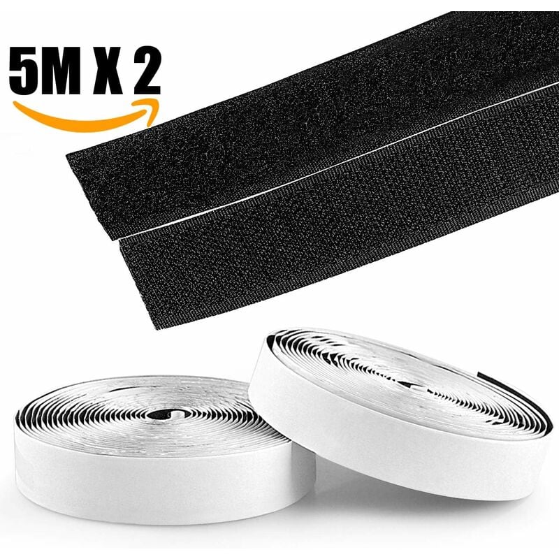 

Cintas adhesivas 5M, cinta adhesiva de velcro, cinta adhesiva, paquete de 2 unidades, color negro