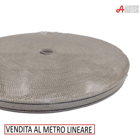 CINTINO IN CANAPA BEIGE RIGATO NERO LARGHEZZA 22 MM - SPESSORE 2.2 MM
