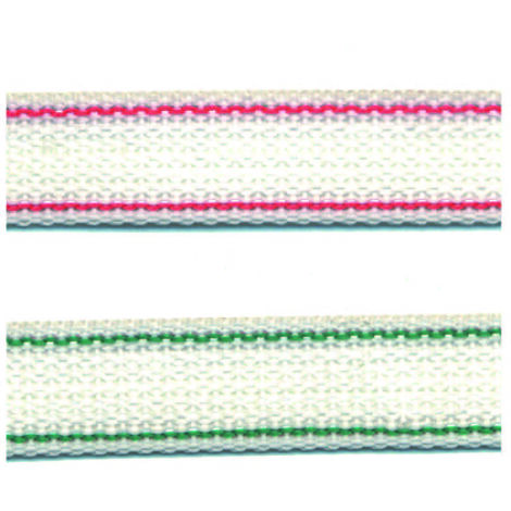 Cintino nylon rigato rosso e verde per avvolgibili - mt.50x mm.22h. in rotolo gr.23 per metro