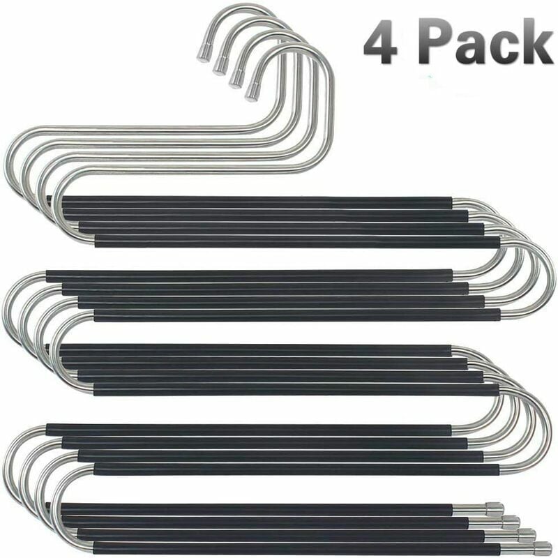 Cintre à pantalon multiples, stable et peu encombrant, en métal, pour 5 pantalons, antidérapant en forme de s.