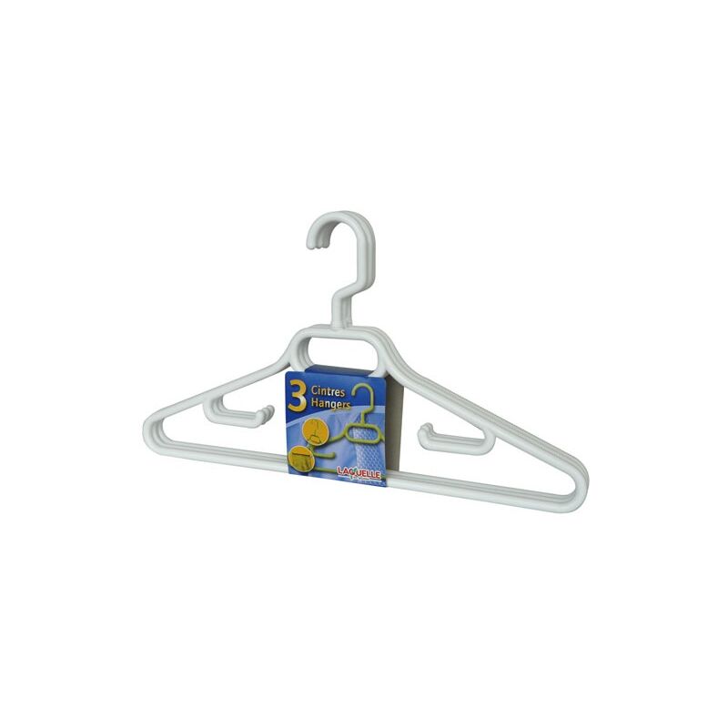 Cintres x3 adulte en plastique 43cm – Crochet tournant – Crans antiglissements – Coloris pastel pour rangement vêtements – Laguelle