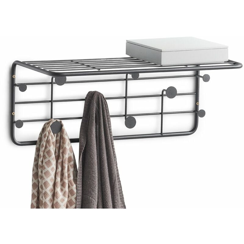 Zeller - Cintre avec étagère, 10 crochets, métal