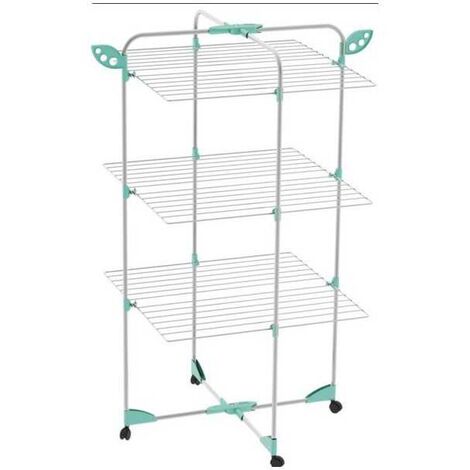 Cintre colonne étendoir à linge 30 m – Acier peint durable – Réductible en largeur – Équipé de roues pour déplacement facile – Xtra