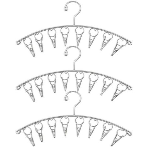 cintre de chaussette,Acier inoxydable Étendoir Avec8 pinces à linge -clips pour le séchage des vêtements,serviettes,couches,sous-vêt