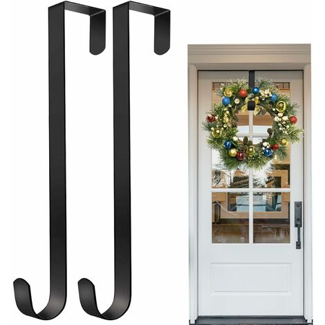 Cintre de Guirlande en Métal, 2 Pièces Crochets de Porte Cintre de Couronne pour Couronne de Noël, Porte Couronnes en Métal pour Décoration de Noël Mariage Maison Bureau Vêtements (Noir)