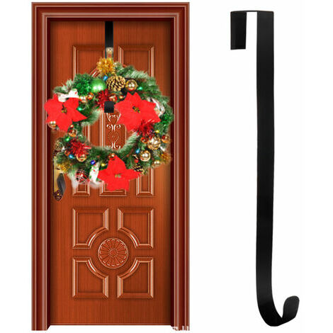 Cintre de guirlande pour porte d'entrée, porte-crochet de guirlande au-dessus de la porte pour décoration de Noël (noir) CHAM