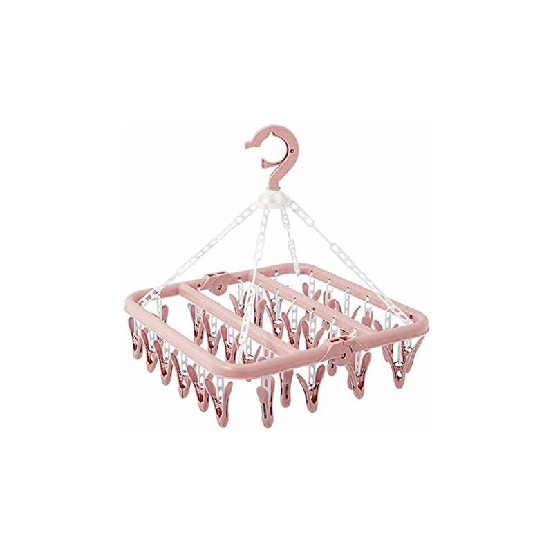 Cintre de sous-vêtements avec 32 Clips Pliable Pince à Linge étendoir à Linge résistant au Vent Suspendu pour vêtements de bébé Chaussettes,