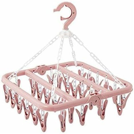 Cintre de sous-vêtements avec 32 Clips Pliable Pince à Linge étendoir à Linge résistant au Vent Suspendu pour vêtements de bébé Chaussettes, Soutiens-Gorge