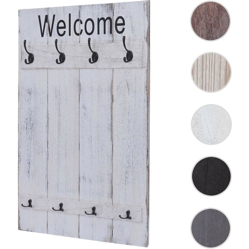 Mendler - Portemanteau mural HWC-C89, style shabby, 91x60cm blanc