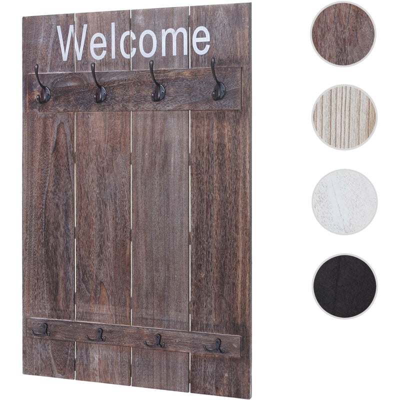 Portemanteau mural HWC-C89, WELCOME, 91x60cm - brun naturel shabby