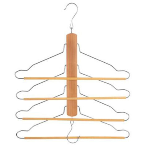 Cintre en Bois 4 Chemises & Pantalons "2 Positions" 44cm Naturel