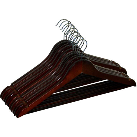 Cintre en bois RONDO, lot de 10, marron foncé