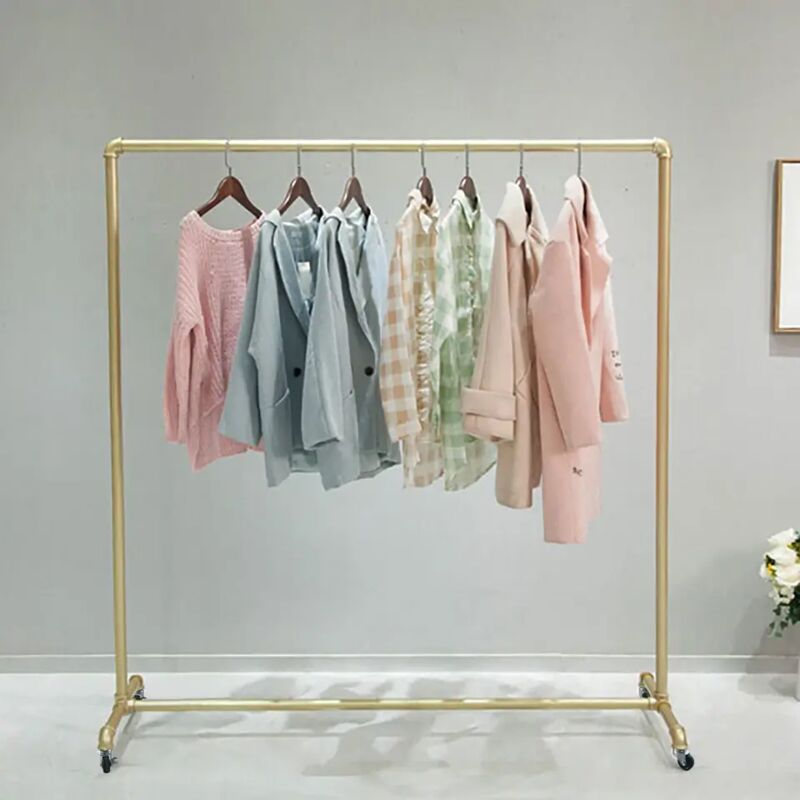 Cintre en métal doré Cintre en métal doré Cadre roulant avec roues, capacité de charge de 30 à 50 kg