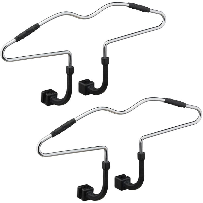 Cintre en métal (acier), lot de 2, antidérapant, pour appuie-tête, voyage avec voiture, argenté/noir - Relaxdays
