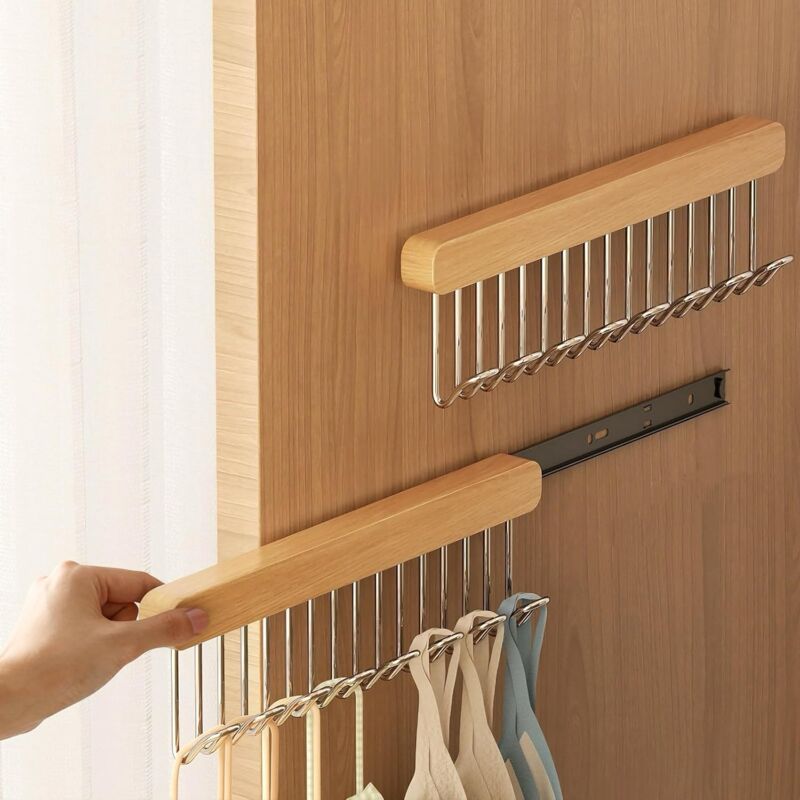 Cintre Gain de Place - Cintre Pince à Glissière U Forme pour Rangement Dressing,pour sous-Vêtements,Cravates - Organisateur de Garde-Robe en Bois.