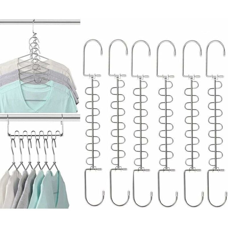 Cintre Gain de Place, Lot de 6 Multi Cintre Magique Organisateur, métal de cintres de vêtements en métal économiseur d'espace et Organisation (Hanger