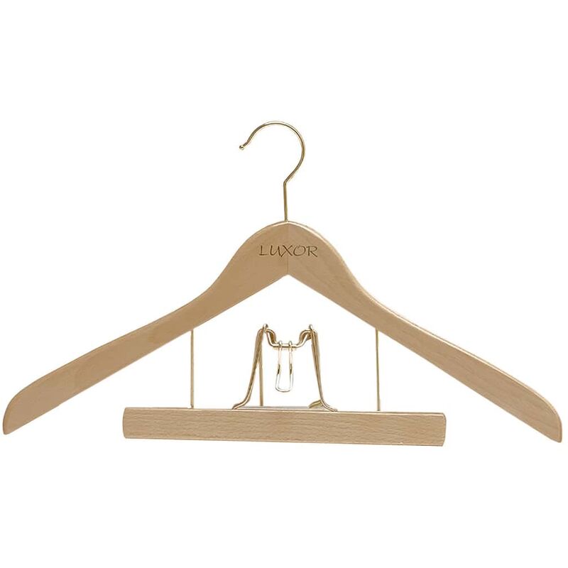 MONDEX Cintre Galb&eacute; Combin&eacute; Bois Naturel Luxor Lieutenant 45cm 