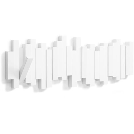 Cintre mural blanc avec 5 crochets pliables