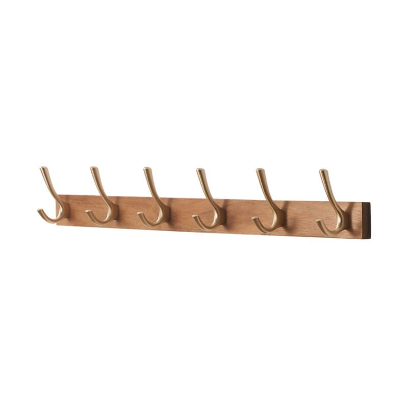 Memkey - Cintre mural en bois, 6 crochets en bois massif, patère en bois, patère murale en bois (66 cm)