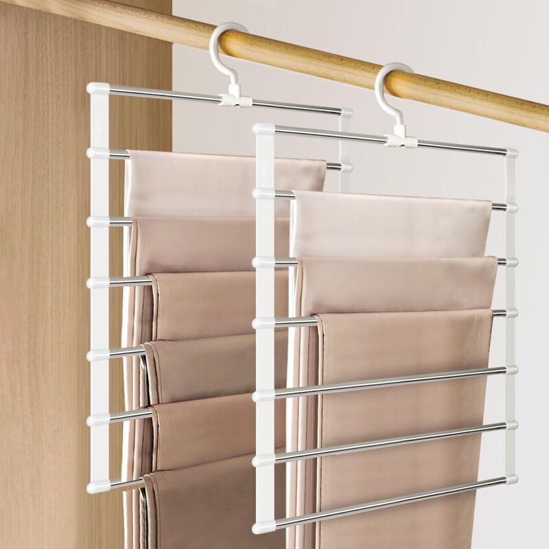 Cintre Pantalon, Cintre Gain De Place pour Armoire, Crochet pivotant à 360°, Ceintre pour Pantalons pour Armoire, Pliable pour, Foulards, Jupes,