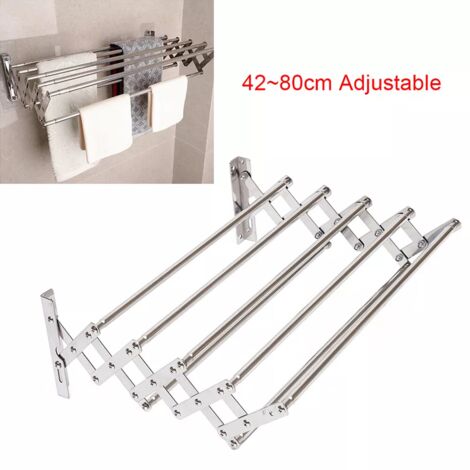 Cintre pour le linge Rack à linge pliable et rétractable pour montage mural Porte-serviettes 42-80 cm Rack à linge pliable s'étirant vers l'arrière et vers l'avant