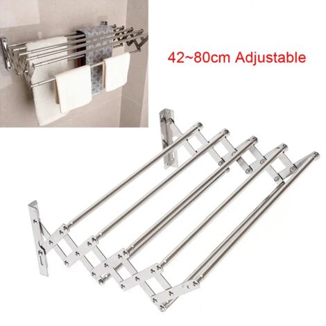 Cintre pour le linge Rack à linge pliable et rétractable pour montage mural Porte-serviettes 42-80 cm Rack à linge pliable s'étirant vers l'arrière et vers l'avant
