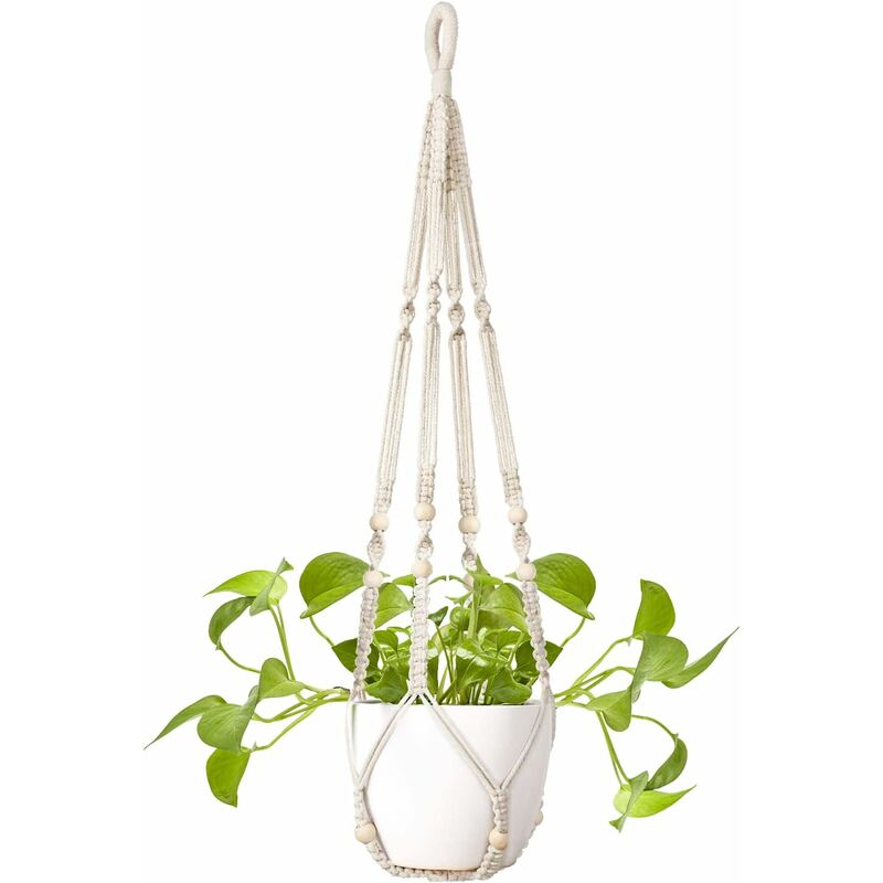 Cintre pour plantes en macramé, pots de fleurs suspendus pour intérieur/extérieur et paniers, cintres pour plantes en corde de coton blanc faits à la