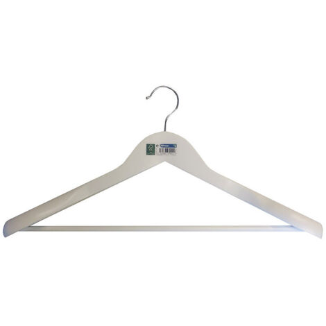 Cintre profilé avec épaulettes en bois blanc écologique FSC 45x23cm-55mm