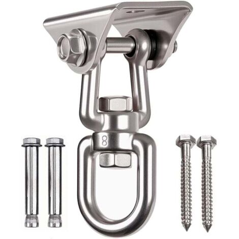 Cintre rotatif robuste à 360°, crochet de suspension en acier inoxydable pour plafond, kit de suspension pour balançoire de porche en bois, support pour hamac, chaise de yoga avec corde et sac de frap