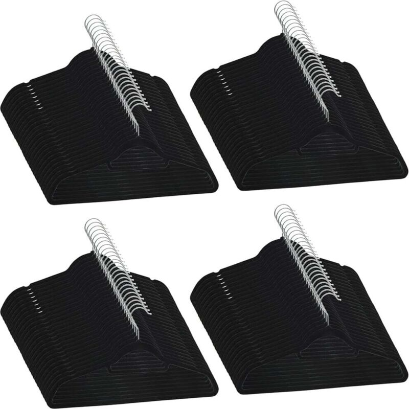 Cintres antidérapants 100 pcs Noir Velours CFW764628
