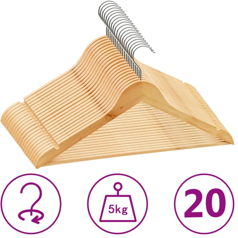 Vidaxl - Cintres antidérapants 20 pcs Bois dur
