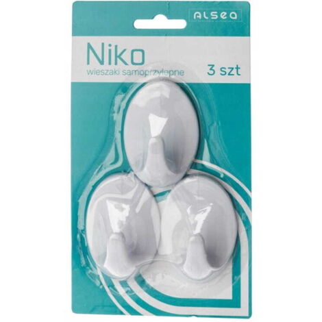 Cintres autocollants, lot de 3, en plastique blanc