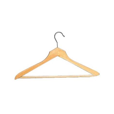 Cintres bois vernis galbé avec barre porte-pantalons lot de 3 cintres